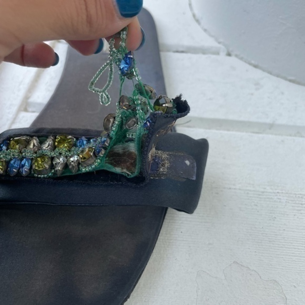 PRADA BEADED SATIN SLIPPER SANDAL SIZE 41 - Picture 5 of 10